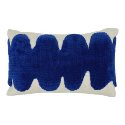 Housse de coussin Albizia motif tufté ondulé bleu et blanc l.30 x L.50cm GoodHome