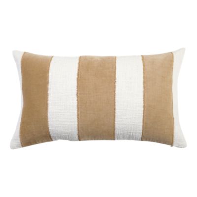 Housse de coussin bi-texturée Kolar rayures blanc et beige l.30 x L.50cm GoodHome