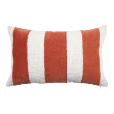 Housse de coussin bi-texturée Kolar rayures terracotta et blanc l.30 x L.50cm GoodHome