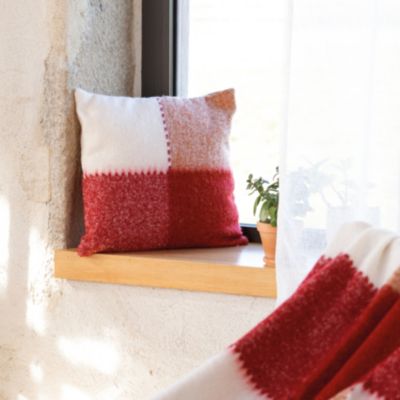 Housse de coussin à carreaux aspect mohair (45x45 cm - Bordeaux)