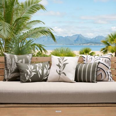 Housse de coussin d'extérieur Tileo 40x40cm motif feuille beige et vert - Atmosphera Créateur d'intérieur