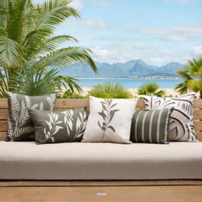 Housse de coussin d'extérieur Tileo 40x40cm motif feuille beige et vert - Atmosphera Créateur d'intérieur