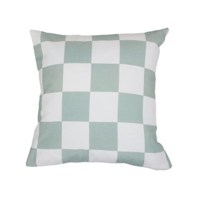 Housse de coussin Damier vert sauge et blanc l.45 x L.45cm