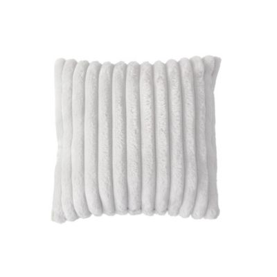 Housse de coussin effet fourrure rayée blanche 45 x 45 cm Léon