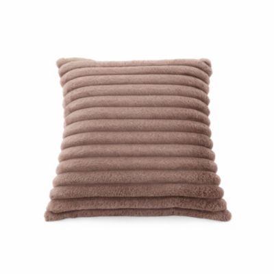 Housse de coussin effet fourrure rayée taupe 45 x 45 cm Léon
