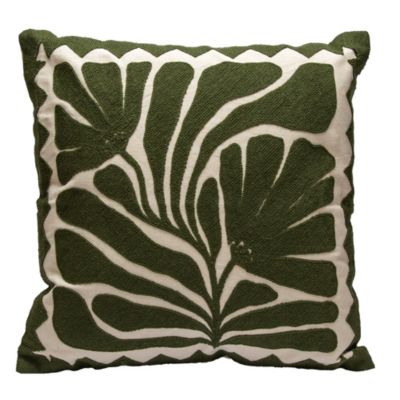 Housse de coussin en coton fleuri vert et blanc cassé 45 x 45cm Petunia, Deko & Co