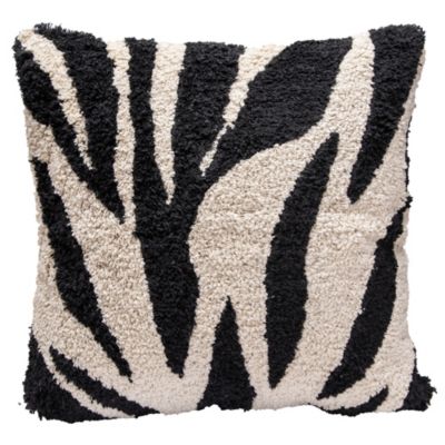 Housse de coussin en coton tufté rayés blanc et noir 45 x 45cm Zélie, Deko & Co