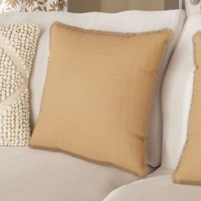 Housse de coussin en gaze de coton Jalna marron camel l.45 x L.45cm GoodHome