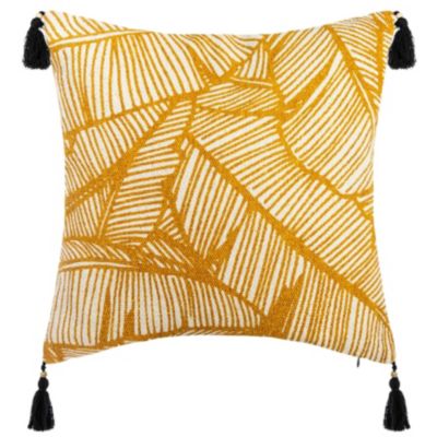 Housse de coussin esprit tropical (40x40 cm - Jaune Ocre)