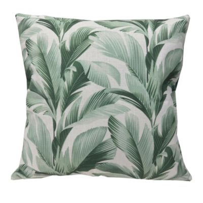 Housse de coussin feuillage vert et blanc L.45 x l.45cm Deko & Co