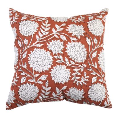 Housse de coussin Melaka fleuri terracotta l.45 x L.45cm GoodHome