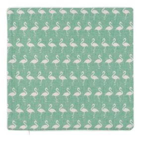 Housse de Coussin Motif Flamants (40x40 cm - Vert)