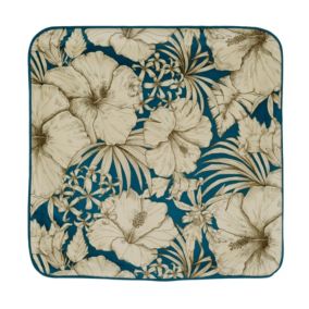 Housse de coussin à motif floral (40x40 cm - Bleu Paon)