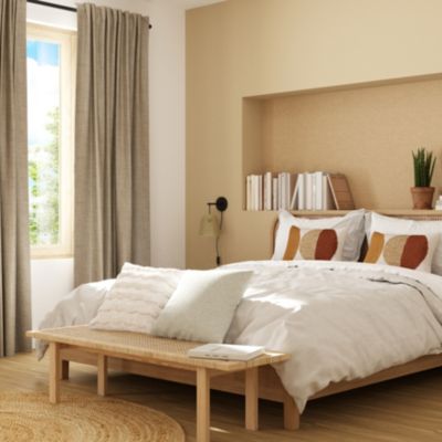 Housse de coussin Mulyo motif brodé et tufté bohème blanc cassé l.45 x L.45cm GoodHome