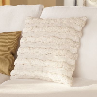 Housse de coussin Mulyo motif brodé et tufté bohème blanc cassé l.45 x L.45cm GoodHome