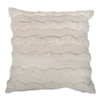 Housse de coussin Mulyo motif brodé et tufté bohème blanc cassé l.45 x L.45cm GoodHome