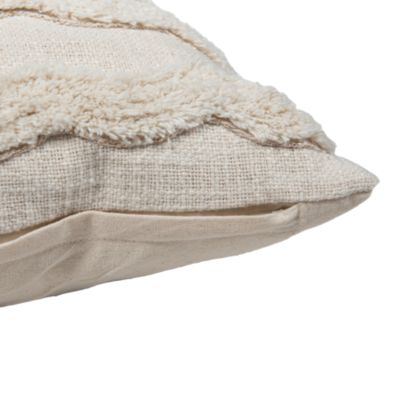 Housse de coussin Mulyo motif brodé et tufté bohème blanc cassé l.45 x L.45cm GoodHome