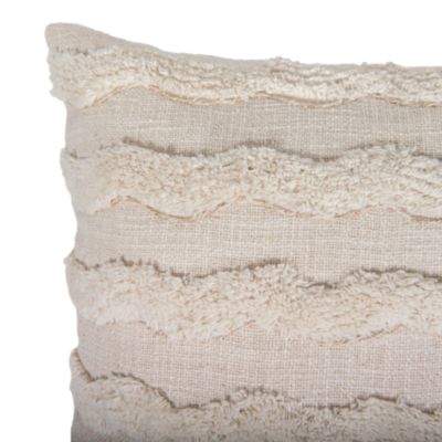 Housse de coussin Mulyo motif brodé et tufté bohème blanc cassé l.45 x L.45cm GoodHome