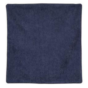 Housse de coussin passepoilée  - Effet velours (60x60 cm - Bleu Foncé)