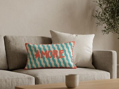 Housse de coussin rectangulaire coton multicolore motif " Amore 30x50 cm Deko&Co