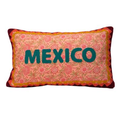 Housse de coussin rectangulaire en coton motif Mexico rose 30 x 50 cm Deko&Co