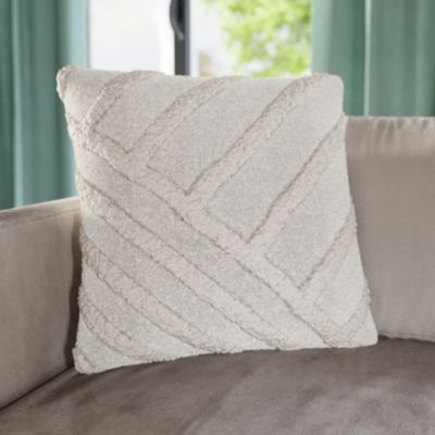 Housse de coussin Saline tufté géométrique blanc cassé l.45 x L.45cm GoodHome