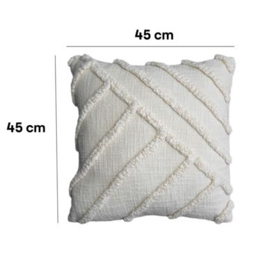 Housse de coussin Saline tufté géométrique blanc cassé l.45 x L.45cm GoodHome