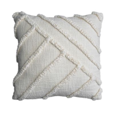 Housse de coussin Saline tufté géométrique blanc cassé l.45 x L.45cm GoodHome