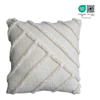 Housse de coussin Saline tufté géométrique blanc cassé l.45 x L.45cm GoodHome