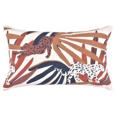 Housse de coussin Sauvage imprimé blanc, ocre, bleu l.30 x L.50cm
