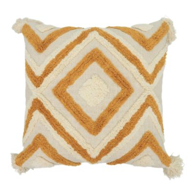 Housse de coussin Sivas motif tufté géométrique camel et blanc cassé l.45 x L.45cm GoodHome
