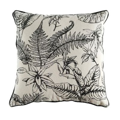 Housse de coussin Strely fleuri noir et blanc l.45 x L.45cm Ornami