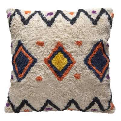 Housse de coussin tufté motif berbère multicouleurs l.45 x L.45cm