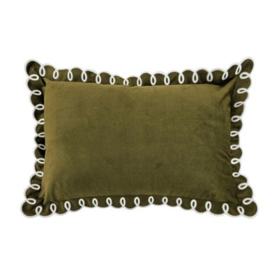 Housse de coussin uni vert à volants 30 x 50 Ornami