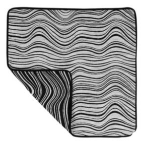 Housse de Coussin à Vagues Noir & Blanc (60x60 cm - Noir)