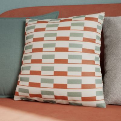 Housse de coussin Zapala imprimé géométrique bleu et terracotta l.40 x L.40cm GoodHome