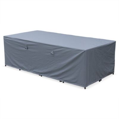 Housse de protection 230x112cm gris foncé - Bâche rectangulaire en polyester enduit PA pour tables de jardin  Firenze 8. Vasto 12.
