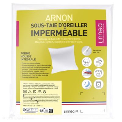 Housse de protection d'oreiller imperméable 40x40 cm avec zip ARNON molleton coton contrecollé polyuréthane