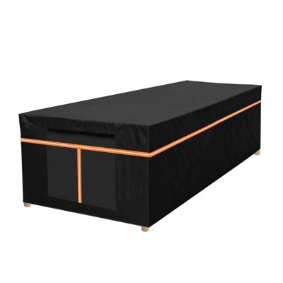 Housse de protection mobilier extérieur Oxford bandes avec réfléchissantes, imperméable pluie, coupe-vent, 180x120x74 cm, Noir