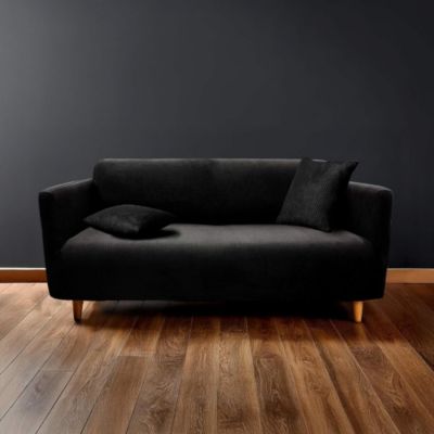 Housse de Protection pour Canapé Polyester Gaufré Protège Canapé Lavable Certifiée OekoTEX Noir