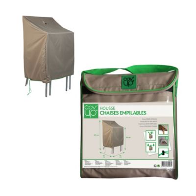 Eminza Housse De Protection Imperméable Pour Pile De Chaises H80/120 Cm Gris Magasin | Maison Et Jardin