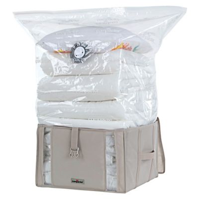 HOME BOX Kit Sacs De Rangement Sous Vide 2 Sacs Tissu + 2 Sacs Vide 40L & 72L - Gain De Place Optimisé