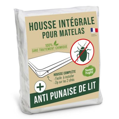 Housse intégrale matelas - Anti-Punaise de lit - Fermeture à glissière - Sans traitement chimique - Ep. Jusqu'à 25 cm