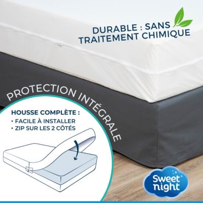 HOUSSE MATELAS PU ZIP 140X200 EP15 GRIS