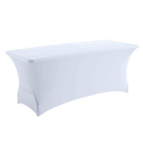 Housse élastique blanche pour table pliante 8 personnes 180cm  Oviala