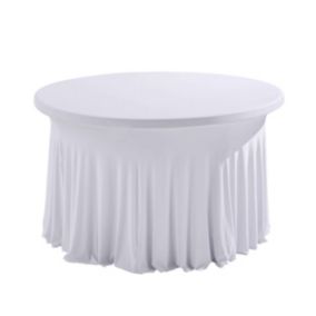 Housse élastique blanche pour table ronde 8 personnes diam.150cm  Oviala