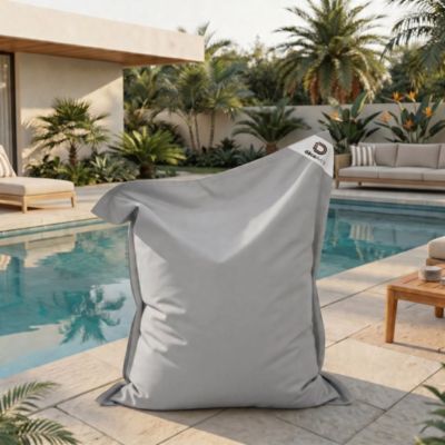 Housse pour Pouf Géant XXL 180x140cm Intérieur et Extérieur - Gris galet