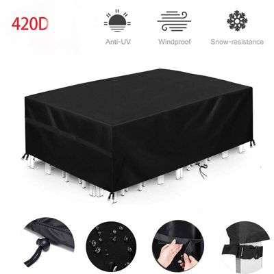 Housse Salon de Jardin 420D 18012074cm protection Bach table de jardin meubles detérieur imperméable à leau Noir