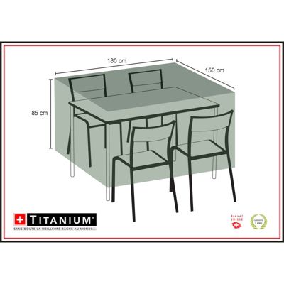 Housse TITANIUM pour table rectangulaire et chaises 180 x 150 x 85 cm
