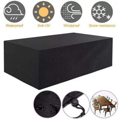 Housses de meubles de jardin en tissu Oxford 420D, imperméables et anti UV, pour table de jardin, 225 x 116 x 82 cm, noir